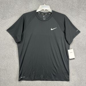 Nike Swim Dri-Fit Shirt UPF 40+ Men's Large‎ Black Training Sports NESSA586-001